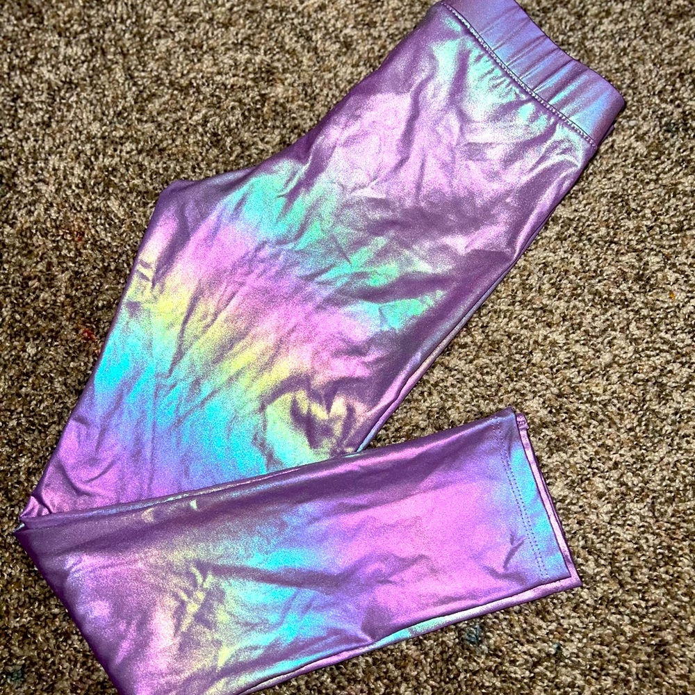 Girls Metallic Shiny Leggings